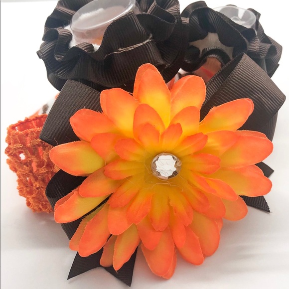 Baby Girls Orange, White & Brown Socks & Headband - Picture 2 of 4